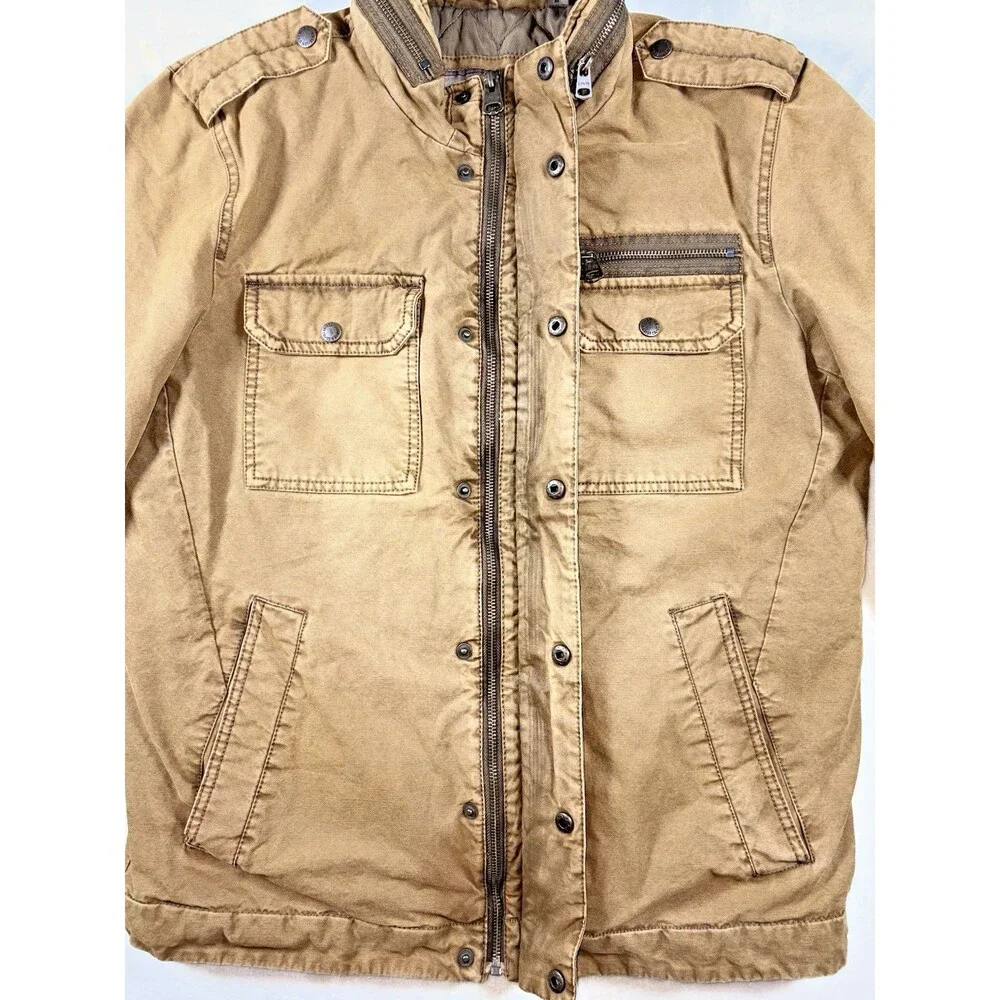 Levi’s Y2K Brown Quilted Field Jacket Mens M Military Utility 2000s